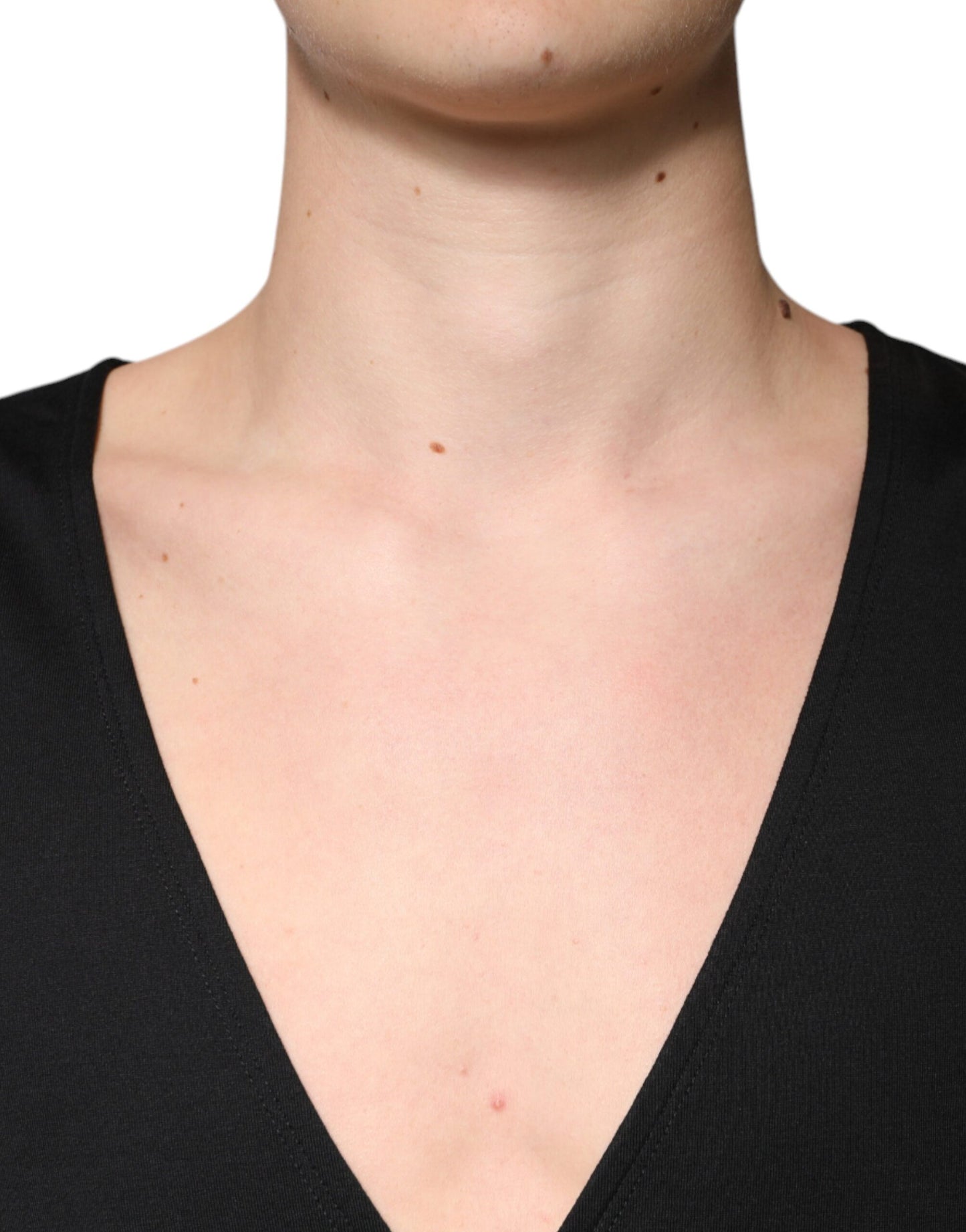 Dolce & Gabbana svart bomulls-T-skjorte med V-hals og korte ermer