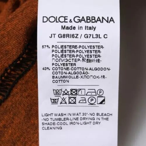 Dolce & Gabbana Brun DG-logo Polyester-T-skjorte med rund hals