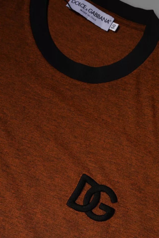 Dolce & Gabbana Brun DG-logo Polyester-T-skjorte med rund hals