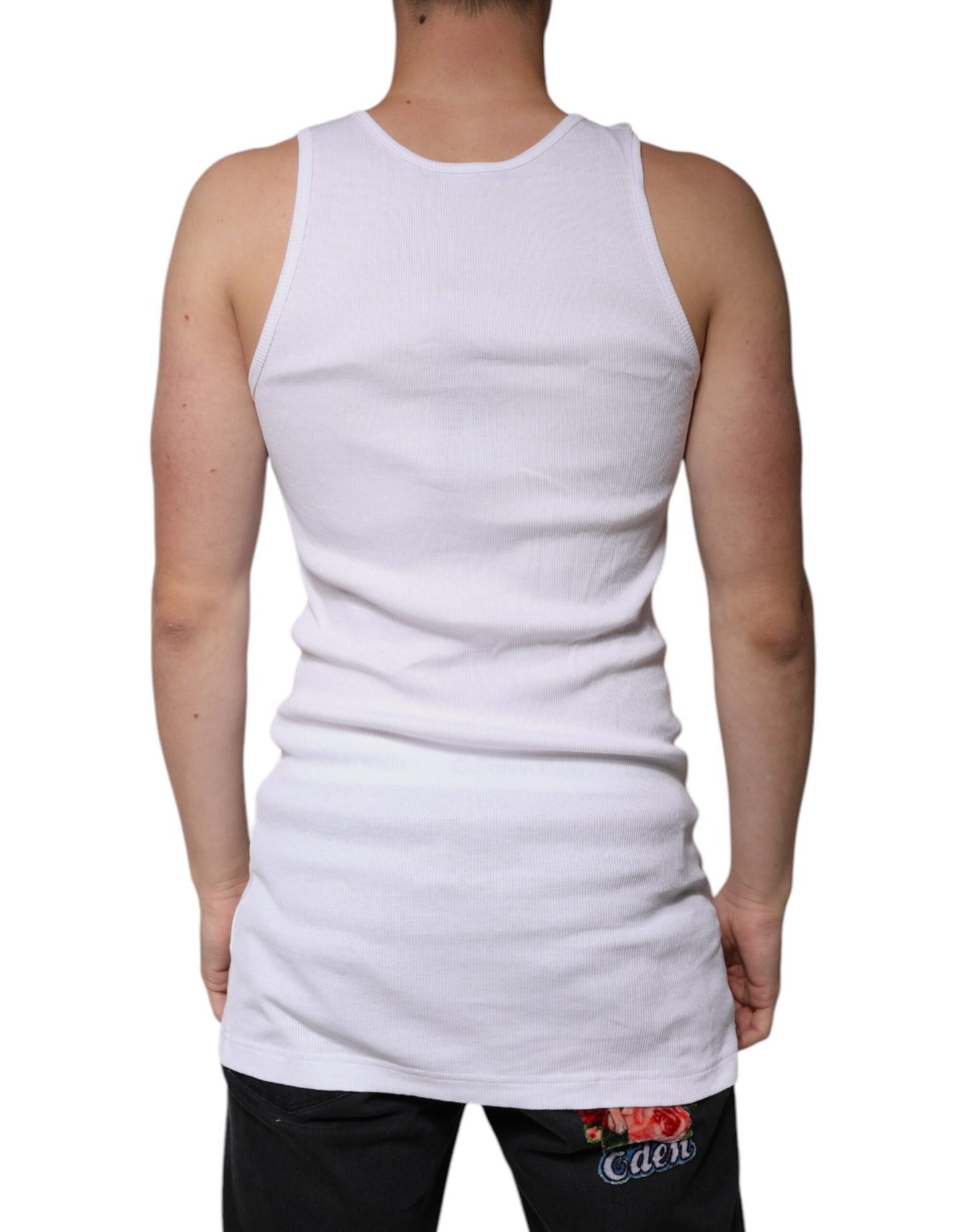 Dolce & Gabbana Hvit bomulls-T-skjorte med ermer og rund hals
