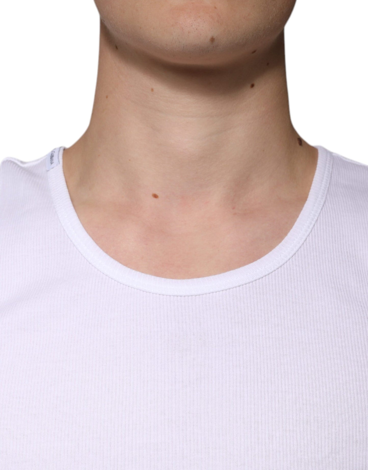 Dolce & Gabbana Hvit bomulls-T-skjorte med ermer og rund hals