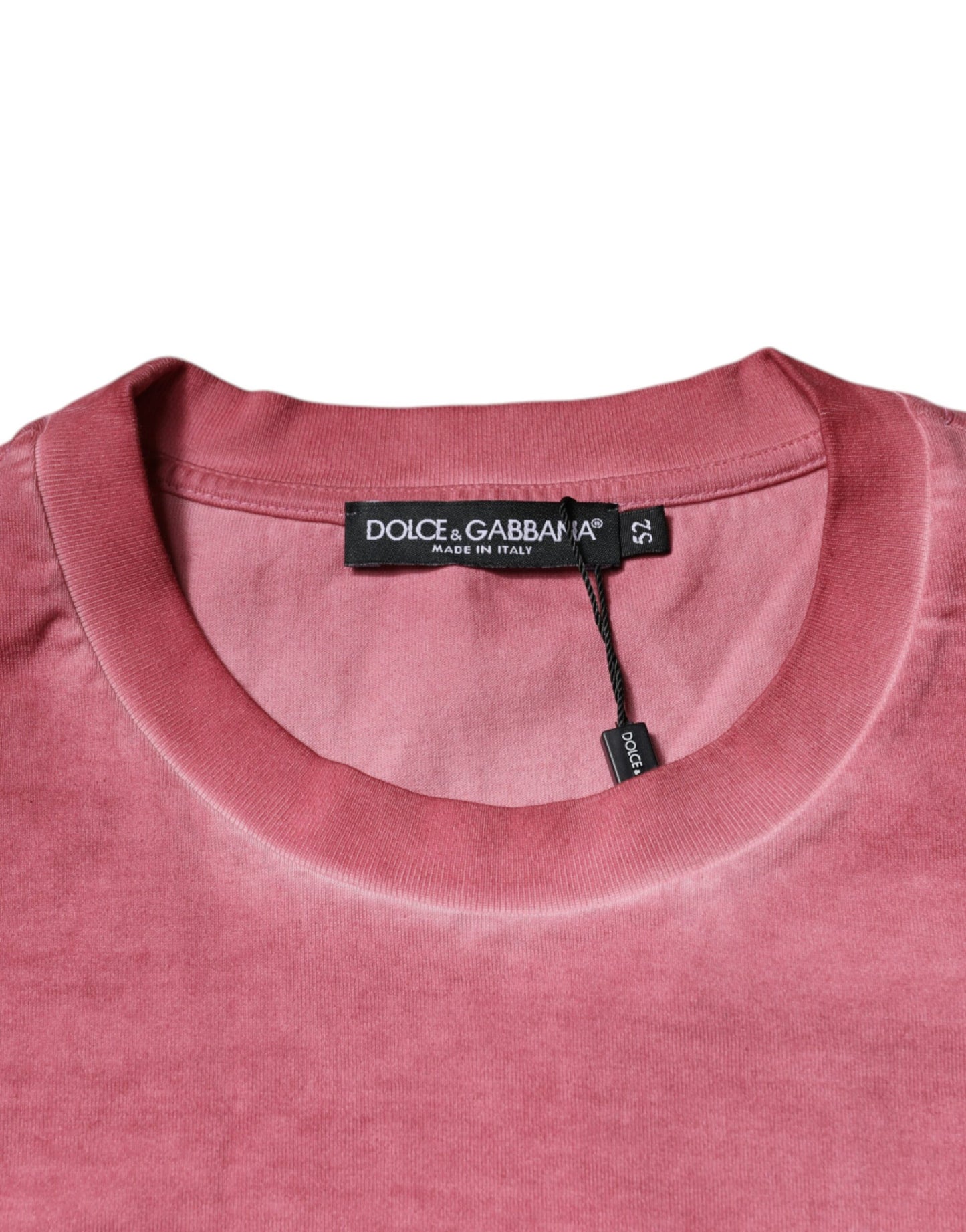 Dolce & Gabbana Rosa Logo Print Bomulls-T-skjorte med rund hals