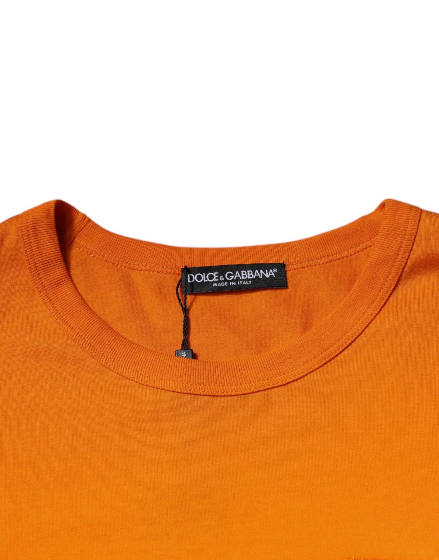 Dolce & Gabbana Oransje Logo Bomulls-T-skjorte med rund hals