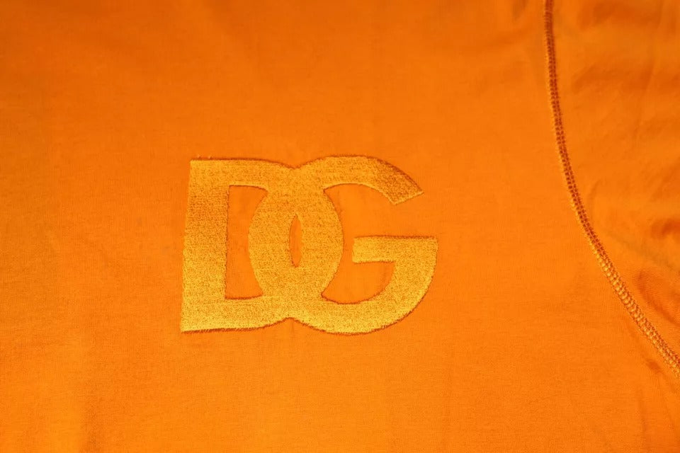 Dolce & Gabbana Oransje Logo Bomulls-T-skjorte med rund hals