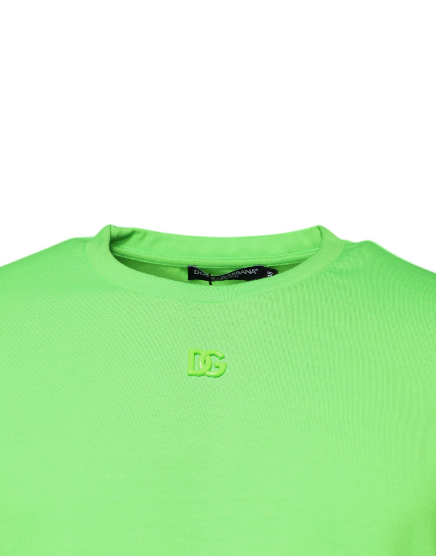 Dolce & Gabbana Grønn Logo Polyester T-skjorte med rund hals