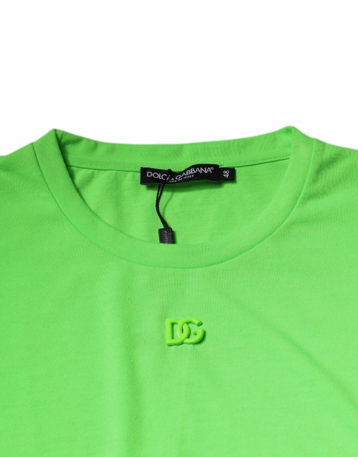 Dolce & Gabbana Grønn Logo Polyester T-skjorte med rund hals