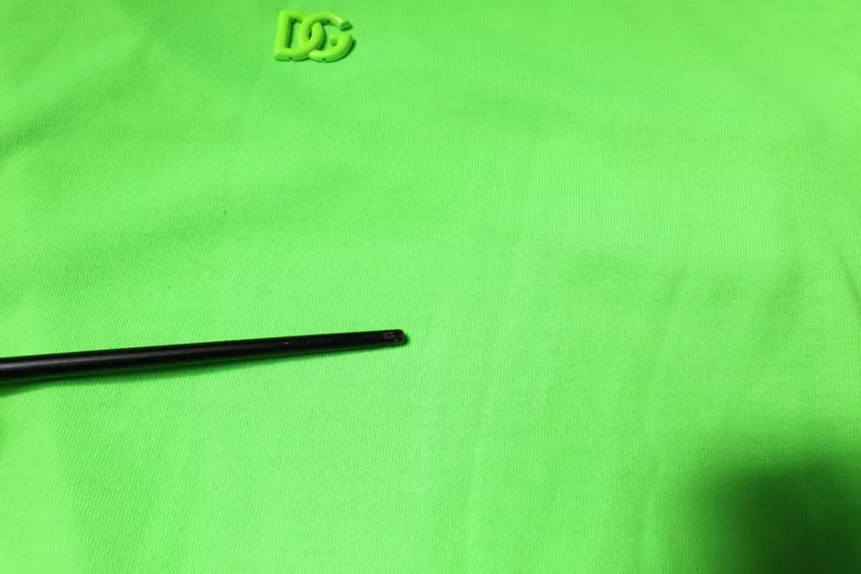 Dolce & Gabbana Grønn Logo Polyester T-skjorte med rund hals