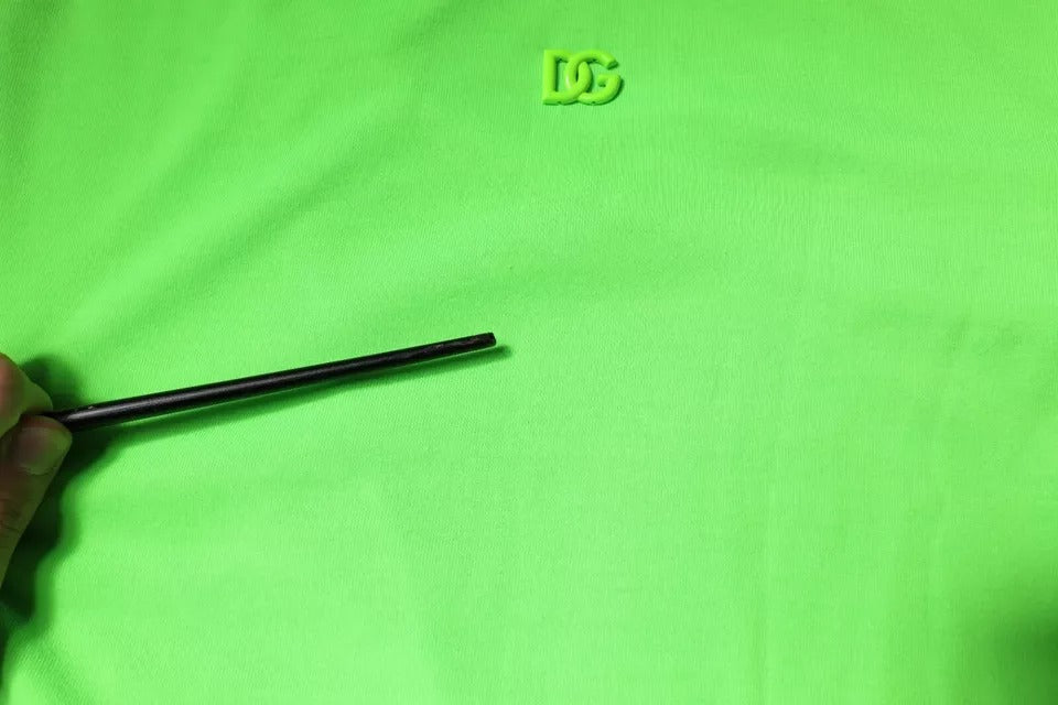 Dolce & Gabbana Grønn Logo Polyester T-skjorte med rund hals