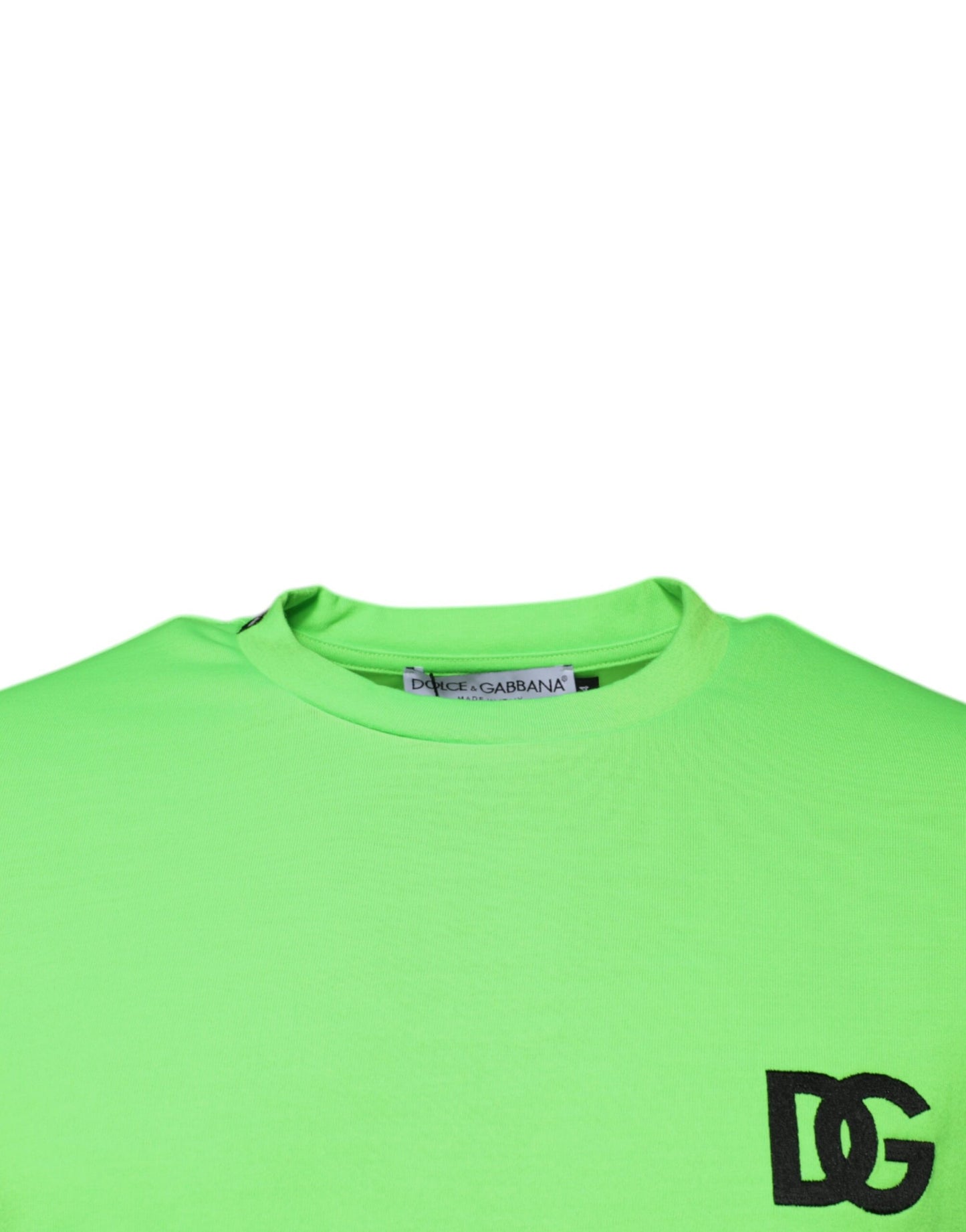 Dolce & Gabbana Grønn Logo Polyester T-skjorte med rund hals