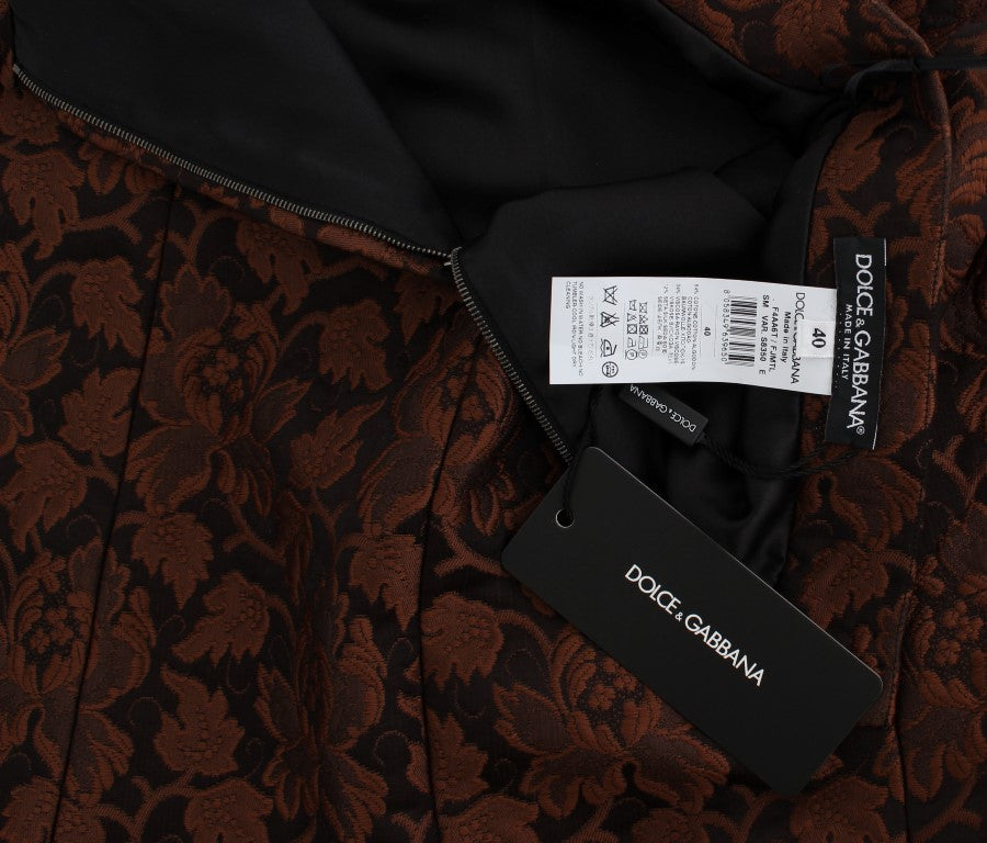 Dolce & Gabbana Brun Blommig Brokad Mini Bubbelkjol