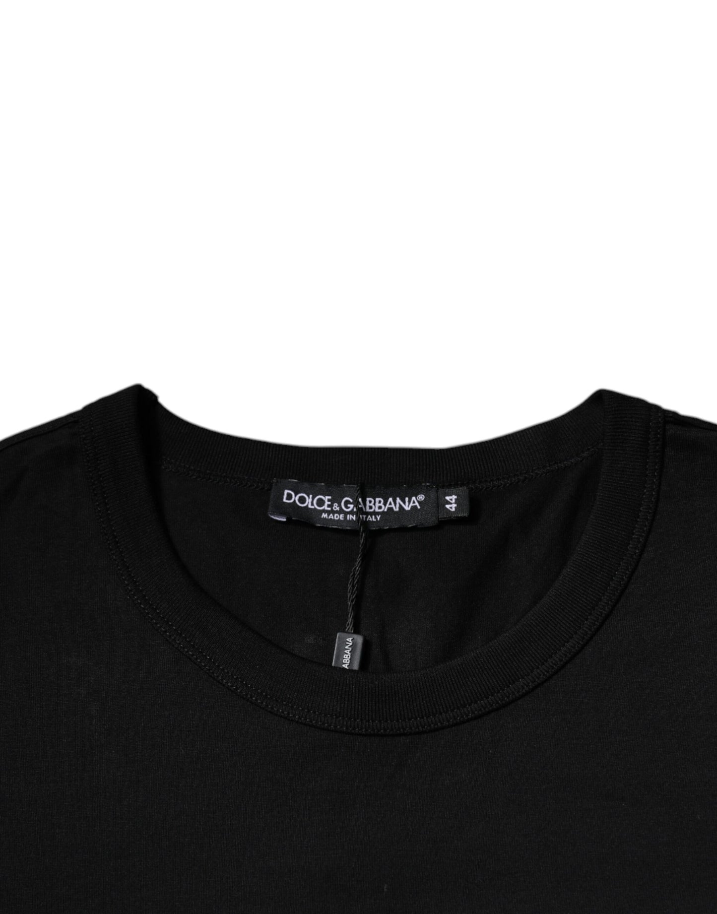 Dolce & Gabbana svart bomulls-T-skjorte med rund hals og korte ermer