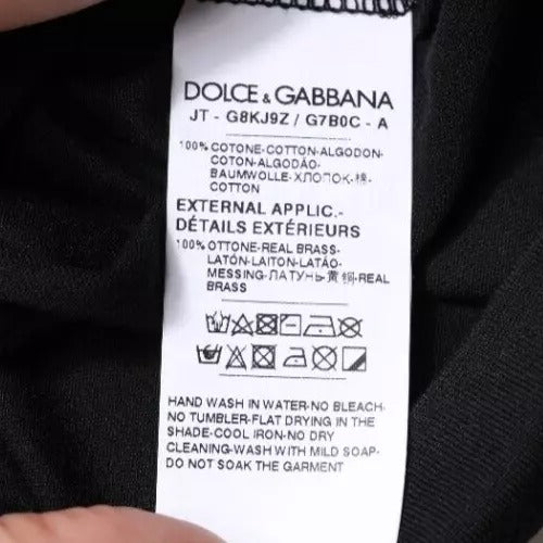 Dolce & Gabbana svart bomulls-T-skjorte med rund hals og korte ermer