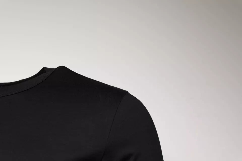 Dolce & Gabbana svart bomulls-T-skjorte med rund hals og korte ermer