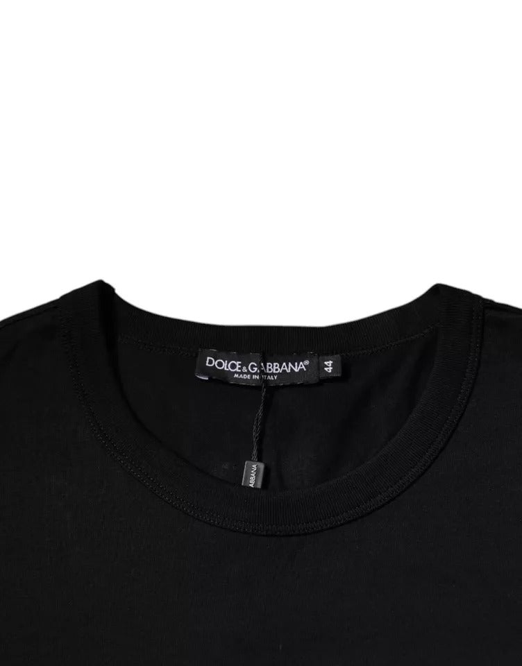 Dolce & Gabbana svart bomulls-T-skjorte med rund hals og korte ermer