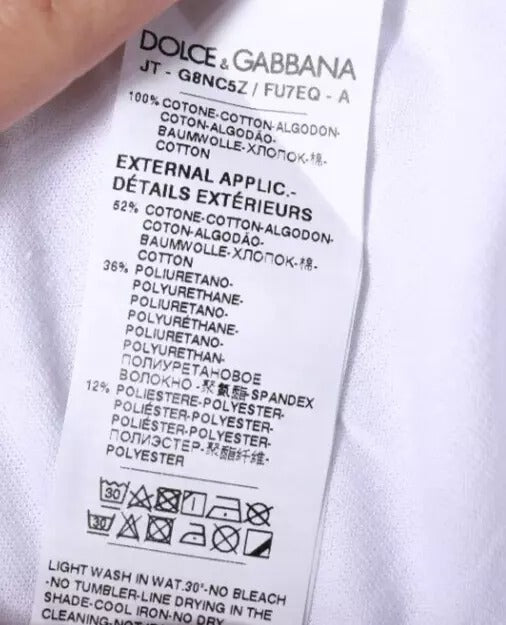 Dolce & Gabbana Hvit Logotrykk Bomulls-T-skjorte med Rund Hals