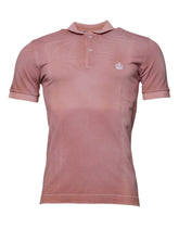 Dolce & Gabbana Pink Crown Collared Short Sleeve Polo T-shirt