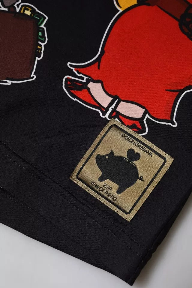 Dolce & Gabbana Svart 2019 Grisens år T-skjorte med rund hals