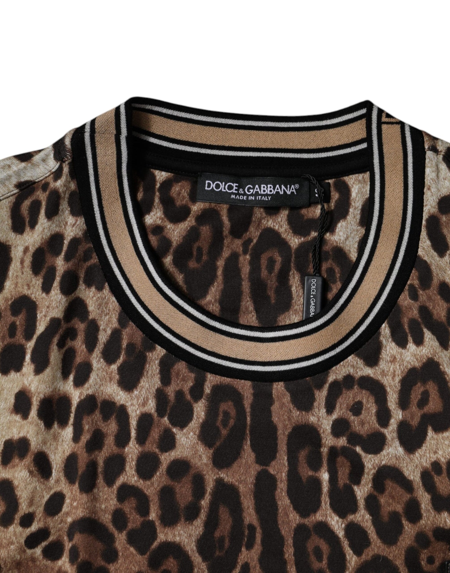 Dolce & Gabbana Brun Leopard Rund Hals Kortermet T-skjorte