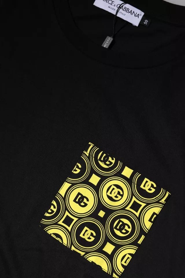 Dolce & Gabbana svart logotrykk bomulls-T-skjorte med korte ermer