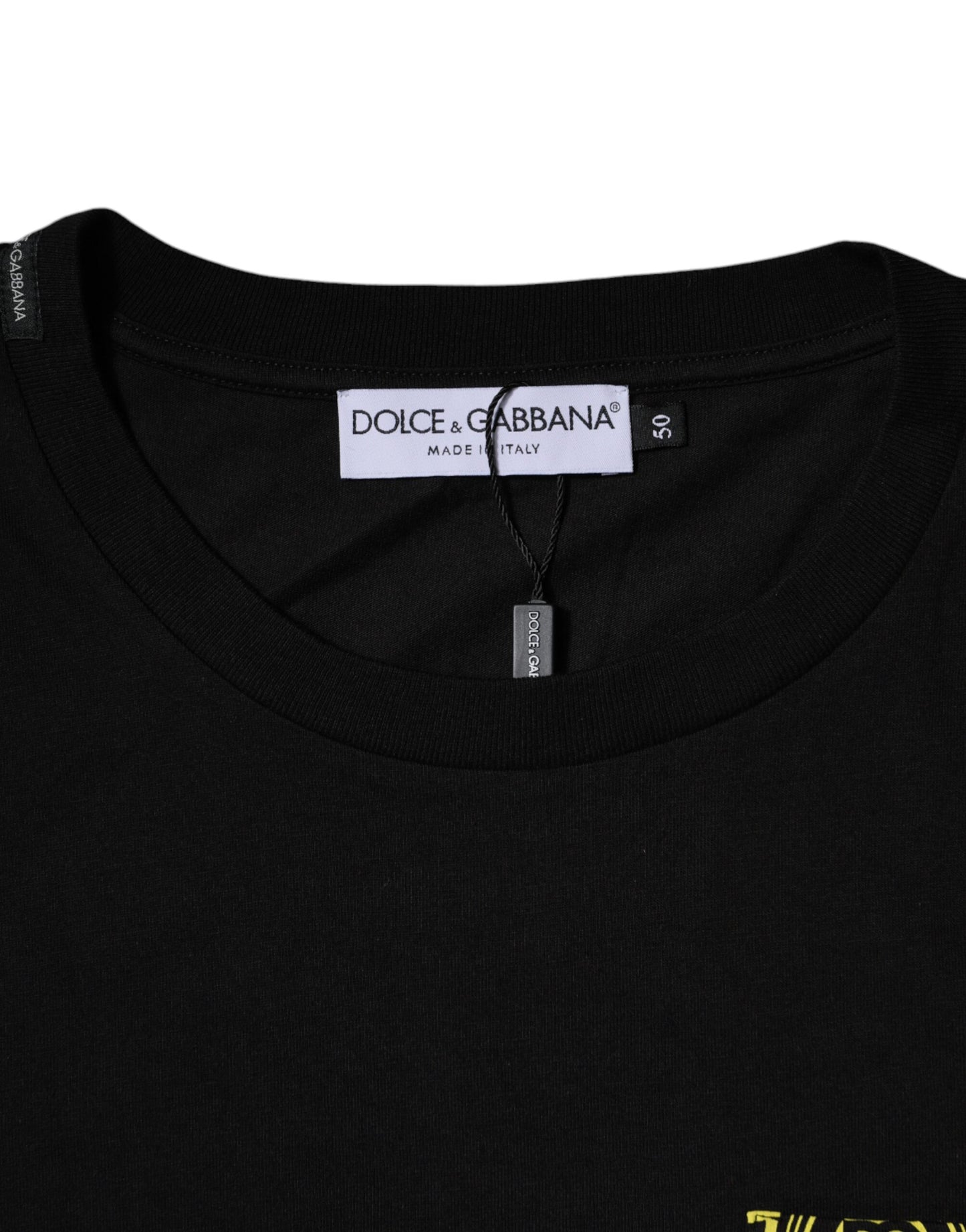 Dolce & Gabbana svart logotrykk bomulls-T-skjorte med korte ermer