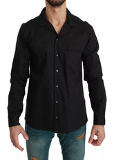 Dolce & Gabbana Blå Bomullsstripete Pyjamas Lounge-skjorte