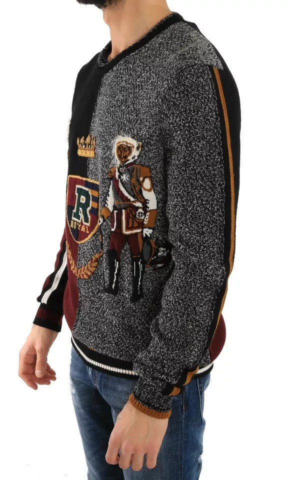 Dolce & Gabbana Flerfärgad KING Knight Monkey Stickad Kashmirtröja i Ull