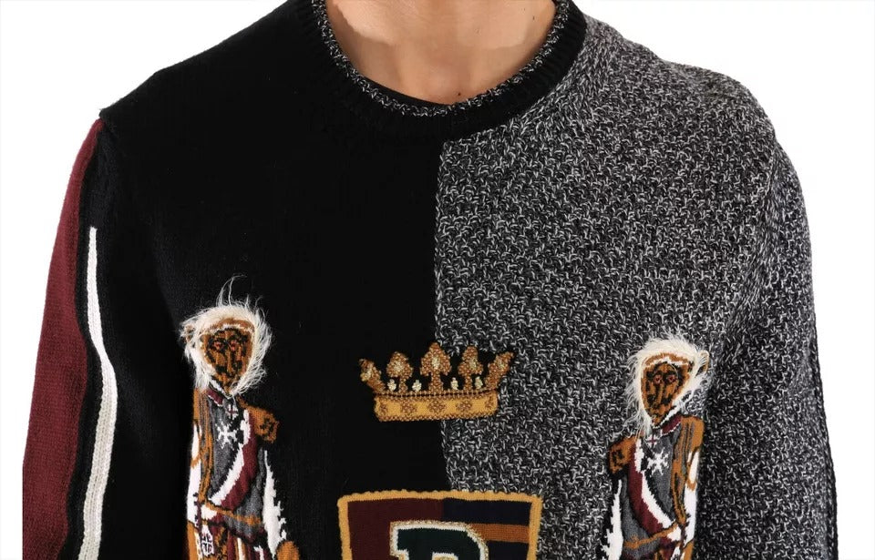 Dolce & Gabbana Flerfärgad KING Knight Monkey Stickad Kashmirtröja i Ull
