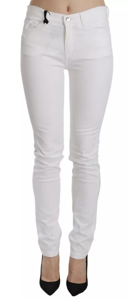 Vita kristallutsmyckade skinny jeans