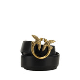 PINKO Black Calf Leather Bos Taurus Regular Belt