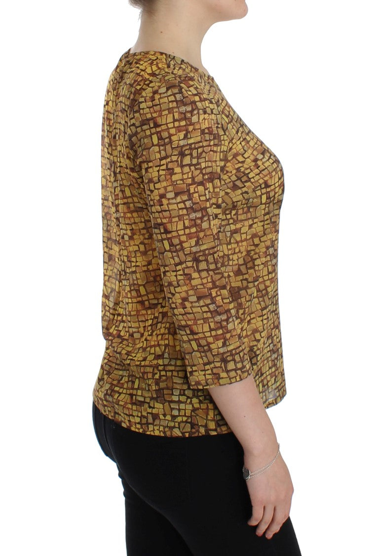 Dolce & Gabbana Flerfarget Mosaic Print Silkebluse T-skjorte