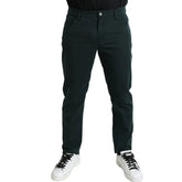 Dolce & Gabbana Grønne Bomullsstretch Skinny Herre Denim Jeans