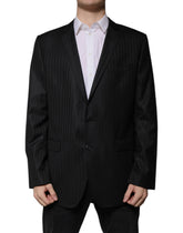 Dolce & Gabbana Svart Stripete Ull Enkeltspent Blazer