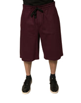 Dolce & Gabbana Maroon bomullsbermudashorts med høy midje