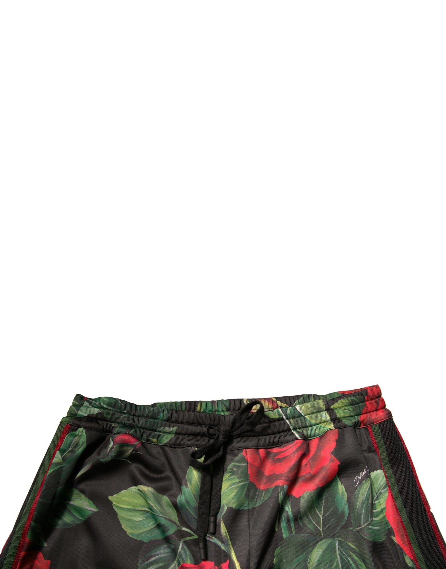 Dolce & Gabbana Svarta Blommiga Polyester Jogger Träningsbyxor