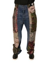 Dolce & Gabbana Blå Patchwork Bomull Rette Denim Jeans