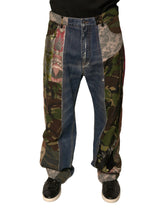 Dolce & Gabbana Blå Patchwork Bomull Rette Denim Jeans