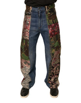 Dolce & Gabbana Blå Patchwork Bomull Rette Denim Jeans