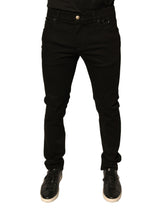 Dolce & Gabbana svarte skinny jeans med logo i bomull og stretch
