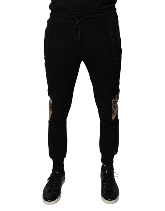Dolce & Gabbana Svarta Leopard Slim Fit Joggingbyxor
