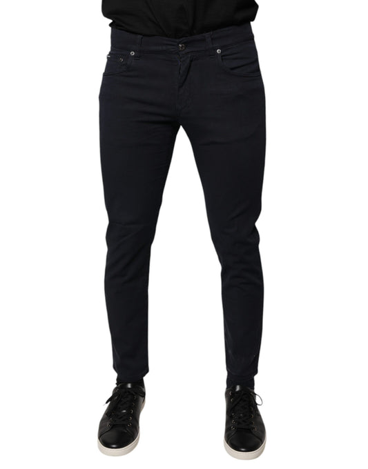 Dolce & Gabbana svarta skinny jeans med logotyp och stretch i bomull