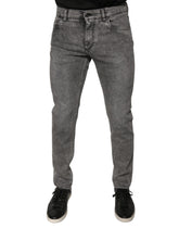Dolce & Gabbana Grå Vasket Bomull Skinny Denim Jeans