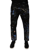 Dolce & Gabbana svarte skinny denimjeans i bomull med fargesprut