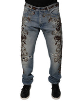 Dolce & Gabbana Lyseblå Broderte Skinny Denim Jeans