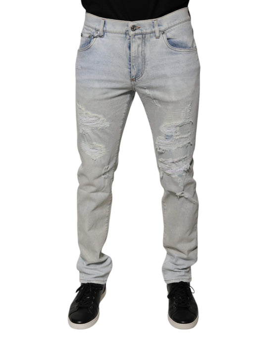 Dolce & Gabbana Lyseblå Bomullsblanding Fillete Skinny Denim Jeans