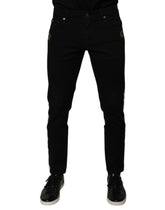 Dolce & Gabbana svarte skinny jeans med krone og hvitt fôr