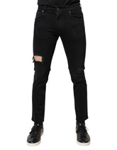 Dolce & Gabbana svarte bomullsfilete skinny denim-jeans med logo