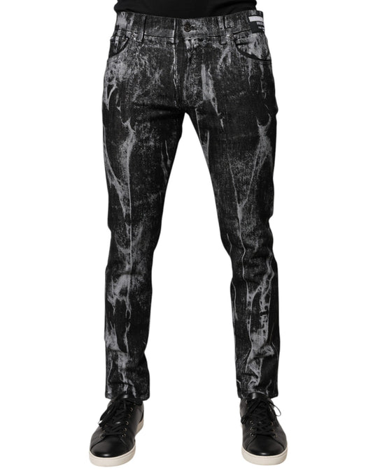 Dolce & Gabbana Flerfargede Bomull Tie Dye Skinny Denim Jeans