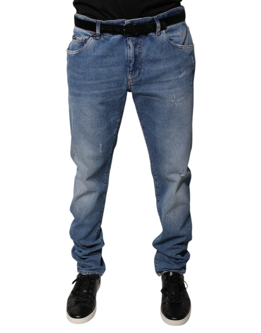Dolce & Gabbana Lyseblå Bomull Herre Skinny Denim Jeans