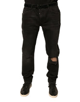 Dolce & Gabbana svarte skinny denimjeans med rift og logo i bomull