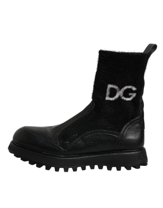 Dolce & Gabbana Svarta DG Logo Hästsockstövlar Skor